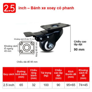 BÁNH XE CỔ XOAY - 100KG