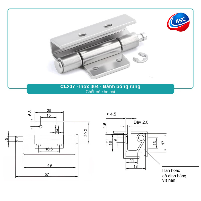 BẢN LỀ ÂM CL237 3 BẢN LỀ ÂM CL237 - Ảnh 3