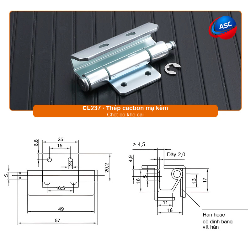 BẢN LỀ ÂM CL237 2 BẢN LỀ ÂM CL237 - Ảnh 2
