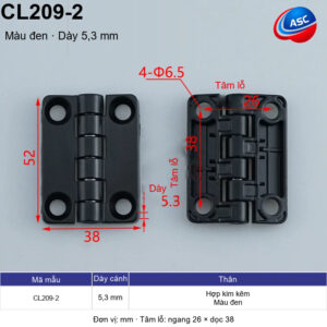 BẢN LỀ CÁNH BƯỚM CL209 6 Ban le canh buom CL209 Thong so